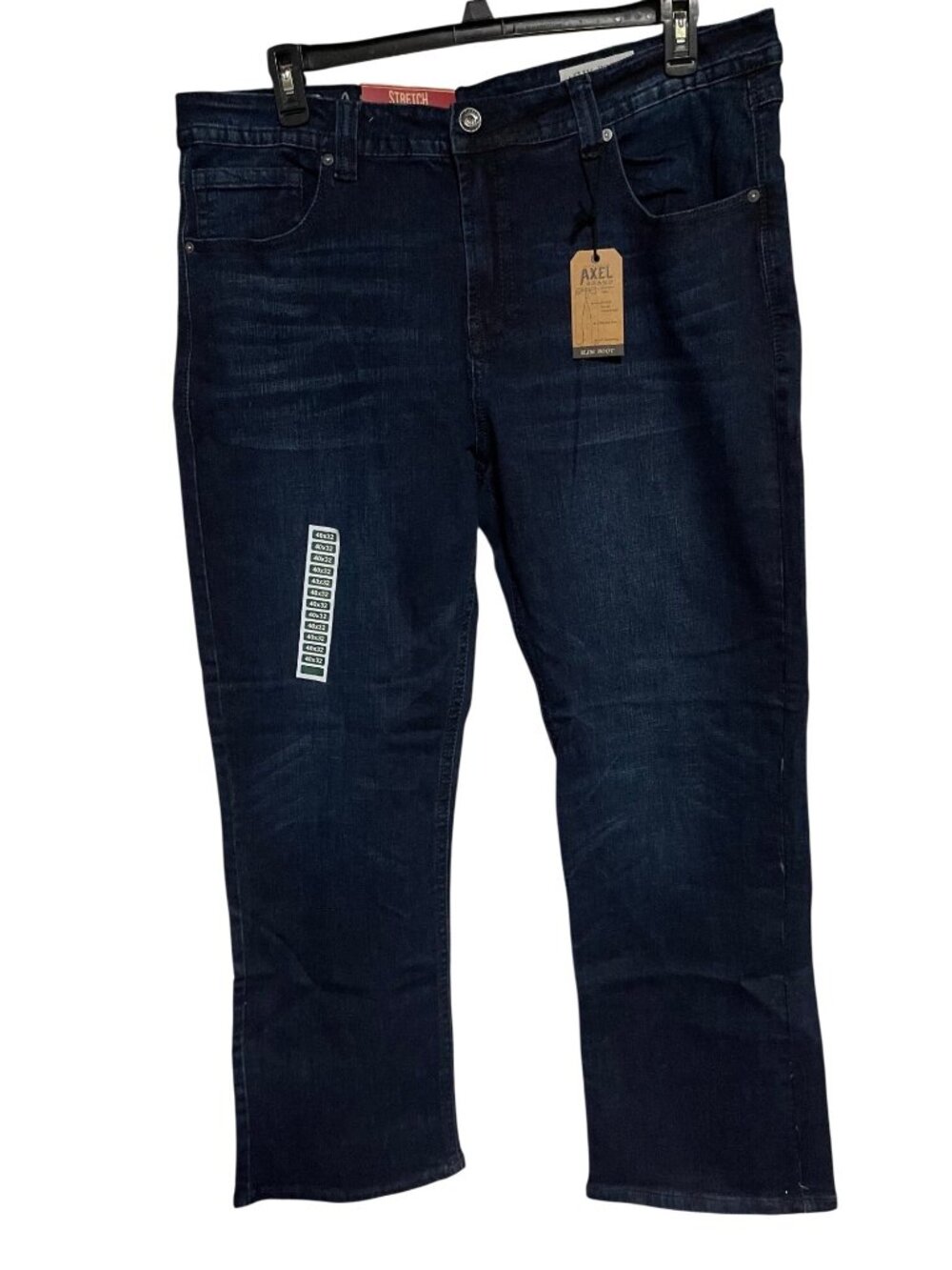 Axel Slim Boot Cut Jeans Mens 40x32 Dark Wash Straight Fit Pinched Knee Denim